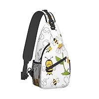 Flying Bees Daisy Honey Print Trendy Casual Daypack Versatile Crossbody Backpack Shoulder Bag Fashionable Chest Bag