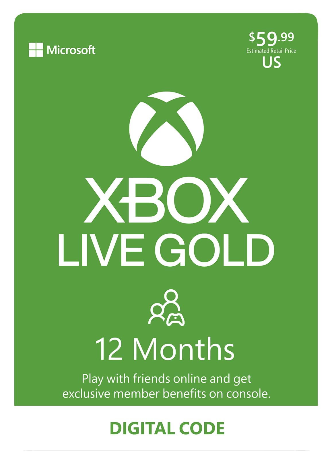 Xbox Live Gold: 12 Month Membership [Digital Code]