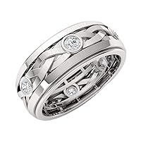 Diamondere Natural and Certified Gemstone Wedding Band Ring in 14k White Gold | 0.60 Carat Ring for Mens, US Size 4 to 12