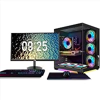 STGAubron Gaming PC Bundle with 24Inch FHD LED Monitor-Intel Core i7-11700KF up to 5.0Ghz, 32G DDR4, 2T SSD, Radeon RX 6800 XT 16G GDDR6, 600M WiFi, BT 5.0, RGB Fan x 7, RGB KB & MS & MS Pad, W11H64