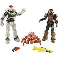 Mattel Disney and Pixar Lightyear Toy Figures and Accessories, 5-in Scale Izzy & Buzz Figures, Oversized Bug & Blasters