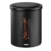 Hama | Stainless Steel Coffee Storage Canister (To Store Coffee Ground 700g and Grain 500g, Airtight, Suitable for Any Type of Product) Color Black