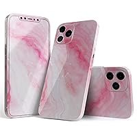 Full Body Skin Decal Wrap Kit Compatible with iPhone 15 Pro Max - Marbleized Pink Paradise V6