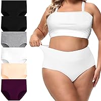 6/4/2 Pack Plus Size Underwear for Women High Waisted Cotton Tummy Control Breathable Ladies Panties Seamless Briefs