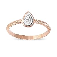 Sterling Silver 1/20 CT. TDW Diamond Pear Shape Cluster Promise Ring Love Gift for Women (I-J, I2)