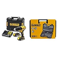 DeWalt DCD777S2T Cordless Drill Driver, 18 V 1.5 Ah Brushless Drill Driver with Two-Speed Full Metal Transmission, 15 Torque Levels, Includes Two Batteries, Quick Charge System and Tstak Box