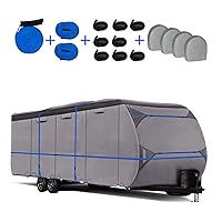 100% Waterproof 600D RV Travel Trailer Cover Durable Rip-Stop Camper Cover fits 26'1