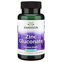 Swanson Zinc Gluconate - Mineral Supplement Promoting Prostate Health, Vision Health, & Immune Support -Gluconate Form for Optimal Absorption - (250 Tablets, 30mg Each)