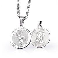 Saint Sebastian Necklace - Patron Saint of Athlete Medal for Baseball Football Basketball Wrestling Hockey Sports