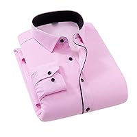 Men's Long Sleeve Dress Shirts Plus Fleece Thickening Warm Top Winter Solid Color Men's Button Shirt