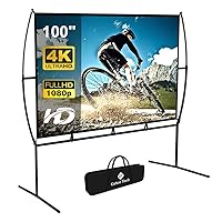 Projector Screen with Stand Foldable Portable Movie Screen（16：9）, HD 4K Double Sided Indoor Outdoor Projection Screen for Home Theater (100 Inch) …