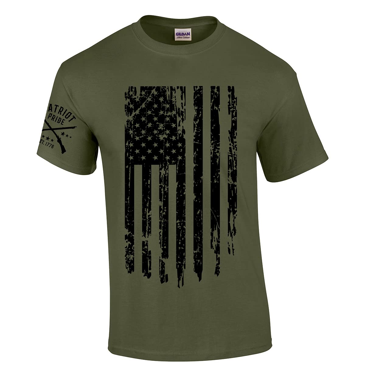 Patriot Pride Men's Distressed American Flag Patriotic Short Sleeve T-Shirt Graphic Tee