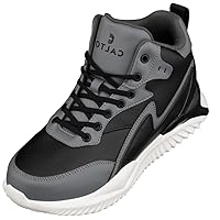 CALTO Men's Invisible Height Increasing Elevator Trainer Shoes - Lace-up Lightweight Fashion High-Top Sneakers - 4 Inches Taller