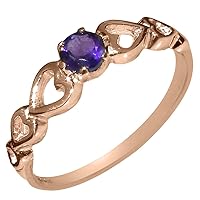 10k Rose Gold Natural Amethyst Womens Solitaire Ring - Sizes 4 to 12 Available