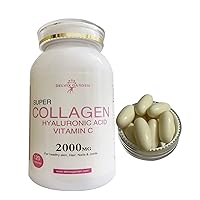 120 Collagen with Hyaluronic Acid and Vitamin C Pills for Anti-Aging, Healthy Skin, Bones, Muscles… Collagen with Vitamin C, 2000 mg Collagen with Hyaluronic Acid Capsules