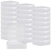 Rocutus 24 Pack Small Clear Plastic Storage Containers with Lids,Beads Storage Box with Hinged Lid for Beads,Earplugs,Pins, Small Items, Crafts, Jewelry, Hardware (3.7 x 3.7 3 x 1.1 Inches)