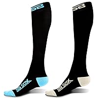 2 Pairs Size Small Compression Socks (Black/Blue + Black/Beige)