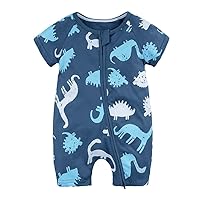4t Toddler Fall Clothes Clothes Toddler Girls Jumpsuit Boys Dinosaur Baby Outfits Rompers Zipper Boys Tie (Navy, 66)