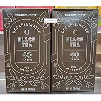 Trader Joe's Decaffeinated Black Tea 40 Tea Bags 3.2oz 90g (Two Boxes)