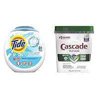 Tide Free and Gentle Laundry Detergent Pods, 81 Count, Unscented and Hypoallergenic for Sensitive Skin and Cascade Platinum Dishwasher Pods, Actionpacs Dishwasher Detergent, Fresh Scent, 62 Count