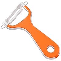 Kyocera CP-NA10X-OR Ceramic Peeler, Rust Free, Easy to Clean Peeler, Orange, Oblique Blade Type, Light and Sharp to Use, Lasting Sharpness, No Chance, Disinfecting Bleaching, Rubber Handle, Made in