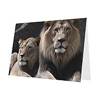 Male And Female Lions Blank Greeting Cards With White Envelopes 4 X 6 Inch Thank You Cards For All Occasions, Christmas Holiday Wedding Birthday