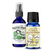 Pumping Spray 4 oz + Baby Vitamin D3 & K2 Liquid Drops - Helps Sore Nipples & Clogged Ducts - Certified Organic Baby Vitamin D with K2 Drops