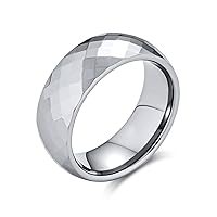 Bling Jewelry Unisex Couples Multi Faceted Prism Cut Titanium Wedding Band Rings For Men For Women Silver Tone Comfort Fit Medium Width 3 5 6 8MM