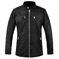 SpazeUp leather biker jacket men - biker leather jacket men - lambskin leather jacket men