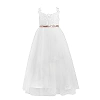Ivory Lace Tulle Flower Girl Dress Little Girls Wedding Party Dress Communion Dress