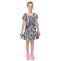PattyCandy Toddler Girls Short Sleeve Soft Velvet Dress Fierce Jungle Animals Lion Face Theme, Size:2-16