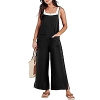Baggy Jumpsuits For Women, Jumpsuit Casual Loose Linen Wide Leg Overalls Long Pants Beach Vacation, S XXL