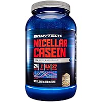 BODYTECH Micellar Casein Protein Powder, Slow Release for Overnight Muscle Recovery - 24 Grams of Protein per Serving - Cookies & Cream (1.86 Pound)