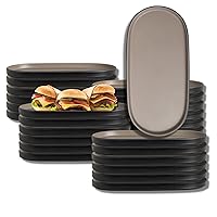 7810JB016 Melamine Oval Dinner Plate, Heavy Use Unbreakable Grade, Baja Sandstone, 11.3 by 5 by .87, Stackable Food Serving Platter, Set of 24, Brown Black