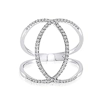 14k White Gold Negative Space Marquise Shaped Diamond Fashion Ring