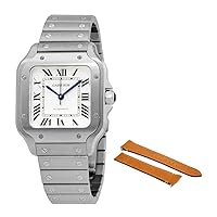 Cartier Santos Medium Model Silvered Opaline Dial Men's Watch WSSA0029