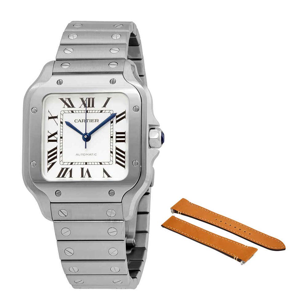 CARTIER Santos Medium Model Silvered Opaline Dial Men's Watch WSSA0029