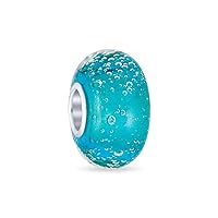 Bling Jewelry Murano Glass .925 Sterling Silver Core green Pink Blue Aqua Red Ocean Bubble Spacer Charm Bead Fits European Bracelet For Women Teen