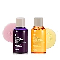 BLITHE Patting Splash Mask Yellow & Purple Travel Size - Exfoliating AHA Face Wash Peels with Yellow Citrus for Brightening Dark Spots & Purple Berries for Firming Wrinkle Skin