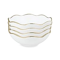 fanquare 16oz Vintage White Pasta Bowls Set of 4, Porcelain Salad Bowls, 7