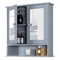 MAISON ARTS Bathroom Medicine Cabinet with Mirror and Adjustable Shelf, Medicine Cabinets Bathroom Cabinet Wall Mounted for Kitchen, Living Room and Laundry Room, Grey
