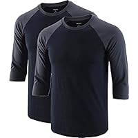 Men's Casual Soft 3/4 Raglan Sleeve Sports Running Jersey Baseball Tee Active Shirts 2Pack