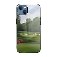 Golf Course Printed Case for iPhone 13 Cases, Tempered Glass Shockproof Phone Case Cover for iPhone 13 Case 6.1 Inch,Not Yellowing