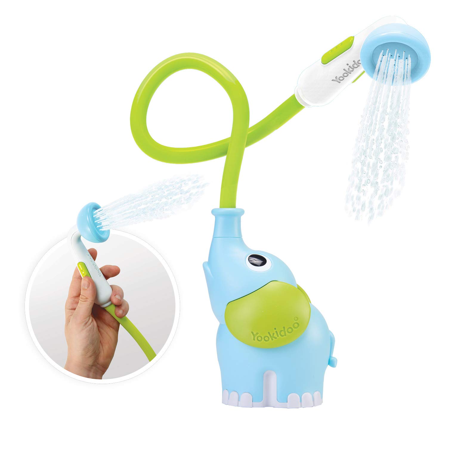 Yookidoo Baby Bath Shower Head - Elephant Water Pump and Trunk Spout Rinser - for Newborn Babies in Tub Or Sink