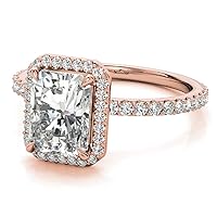 18K Solid Rose Gold Handmade Engagement Ring 1.00 CT Radiant Cut Moissanite Diamond Solitaire Wedding/Bridal Ring for Her/Woman Awesome Ring