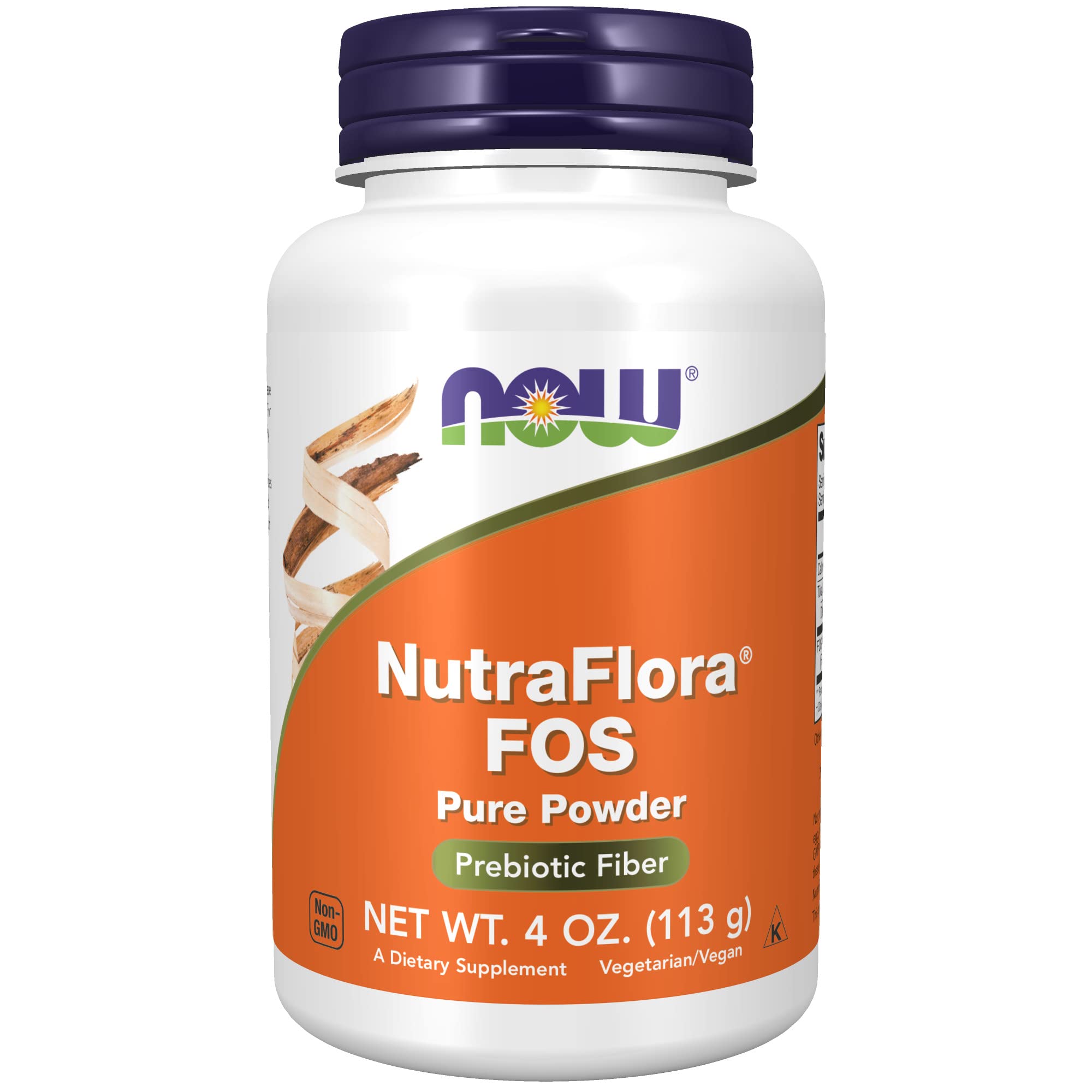 NOW Supplements, NutraFlora FOS (Fructooligosaccharides) Pure Powder, Prebiotic Fiber, 4-Ounce