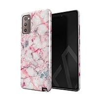 BURGA Phone Case Compatible with Samsung Galaxy Note 20 - Hybrid 2-Layer Hard Shell + Silicone Protective Case -Raspberry Jam Pink Candy Marble - Scratch-Resistant Shockproof Cover