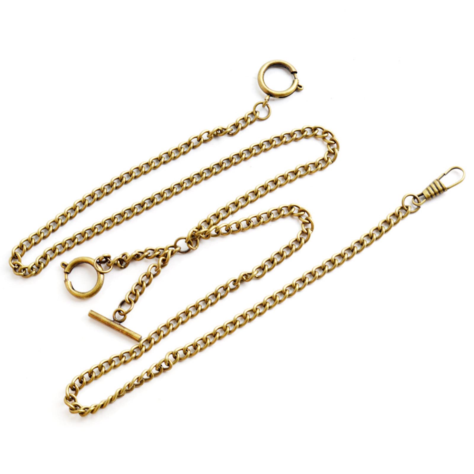 jomgeroz Pocket Watch Chain Double Albert T-Bar Chain Antique Hanging Watch Chain Clip Pocket Chain for Pocket Watch Keys Pendant Double Albert Chain Pocket Watch