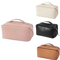 2022 New Large-Capacity Travel Cosmetic Bag - Double-Layered Cosmetic Bag, Waterproof Portable Leather Makeup Bags, Multifunctional Storage Makeup Bags for Women (Pink)