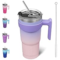 BJPKPK 20 oz Tumbler With Handle And Straw Lid Stainless Steel Travel Mugs Insulated Tumbler Cups,Pastel Sunset